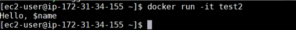 Docker run -it test2